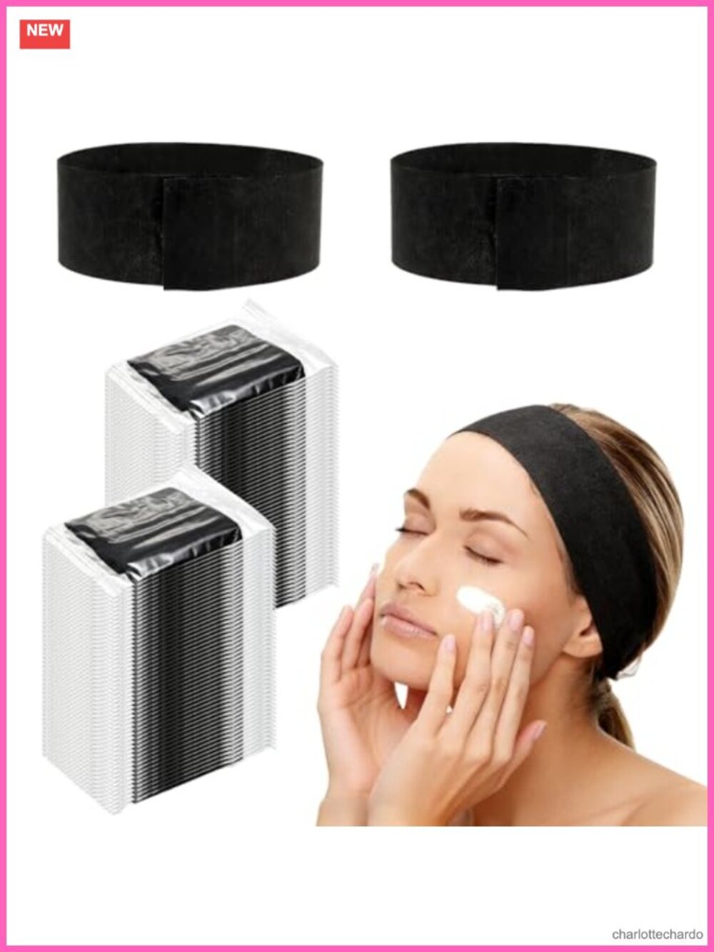 100 Pack Disposable Spa Headbands Non-Woven Adjustable Facial Wrap for Skincare